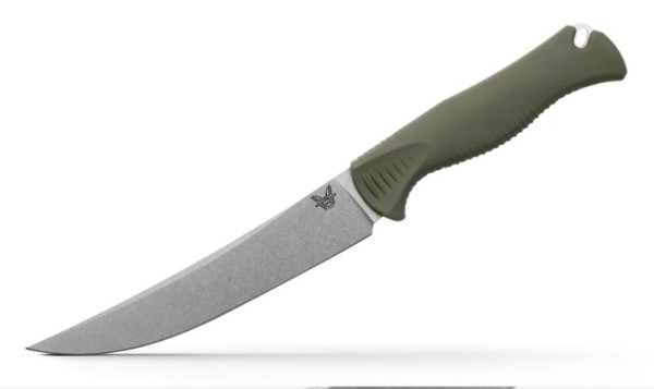 Benchmade 15500-04 HUNT Class Meatcrafter® Dark Olive Santoprene®  Stonewash Trailing point CPM154 Stainless 
