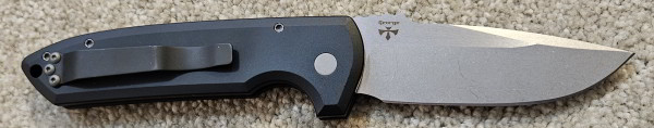 ProTech Knives LG305 Rockeye Auto Black Handle with Knurling, Stonewash CPM-S35VN Plain Blade  